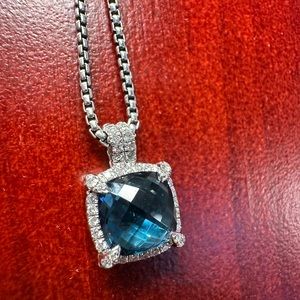 David Yurman Chatelaine Pendant Necklace Hampton Blue Topaz with Diamonds